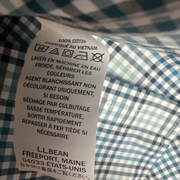 NWT Mens LL Bean Traditional Fit Button Up S/S True Cool Check Shirt Large - Picture 3 of 8